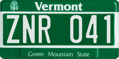 VT license plate ZNR041