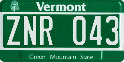 VT license plate ZNR043