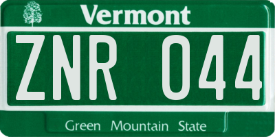 VT license plate ZNR044