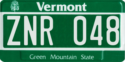 VT license plate ZNR048