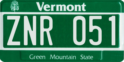 VT license plate ZNR051