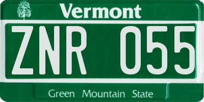 VT license plate ZNR055