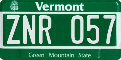 VT license plate ZNR057