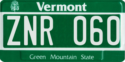 VT license plate ZNR060