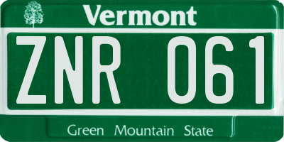 VT license plate ZNR061