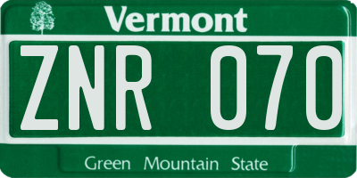 VT license plate ZNR070