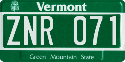 VT license plate ZNR071