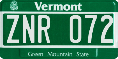 VT license plate ZNR072