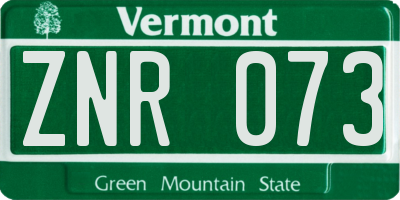 VT license plate ZNR073