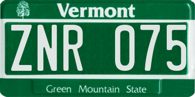 VT license plate ZNR075