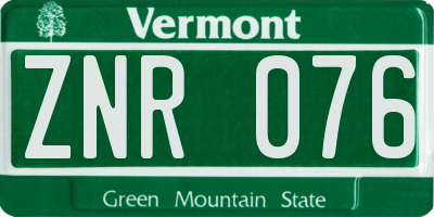 VT license plate ZNR076