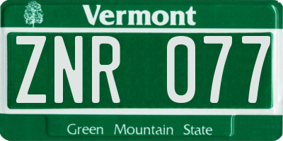 VT license plate ZNR077