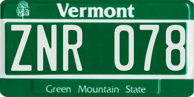 VT license plate ZNR078
