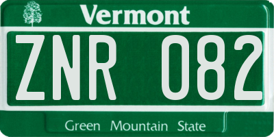 VT license plate ZNR082