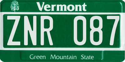 VT license plate ZNR087