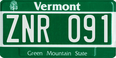 VT license plate ZNR091