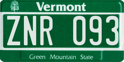 VT license plate ZNR093