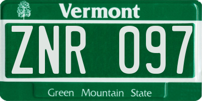 VT license plate ZNR097
