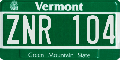 VT license plate ZNR104