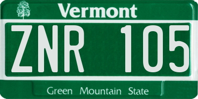 VT license plate ZNR105