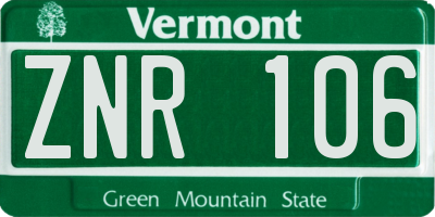 VT license plate ZNR106