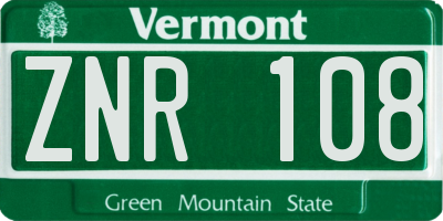 VT license plate ZNR108