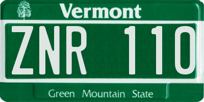 VT license plate ZNR110