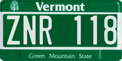 VT license plate ZNR118