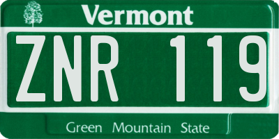 VT license plate ZNR119