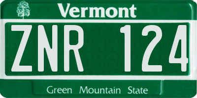 VT license plate ZNR124