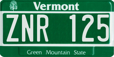 VT license plate ZNR125