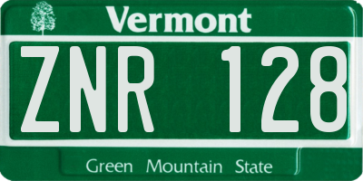 VT license plate ZNR128