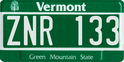 VT license plate ZNR133