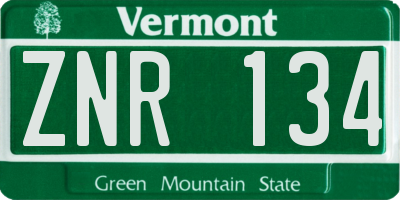 VT license plate ZNR134