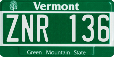 VT license plate ZNR136