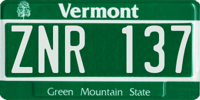 VT license plate ZNR137