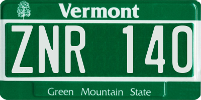 VT license plate ZNR140