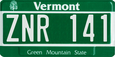 VT license plate ZNR141