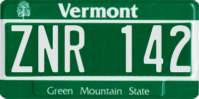 VT license plate ZNR142
