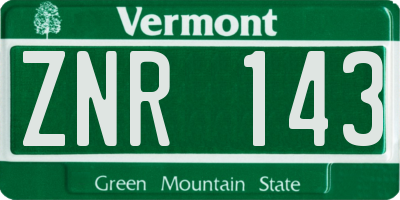 VT license plate ZNR143