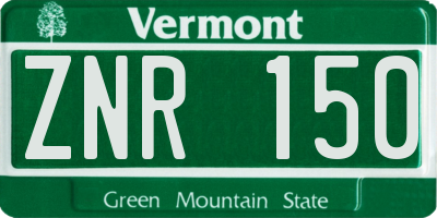 VT license plate ZNR150