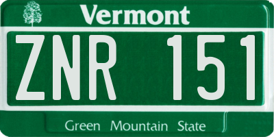 VT license plate ZNR151