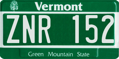 VT license plate ZNR152
