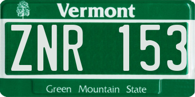 VT license plate ZNR153