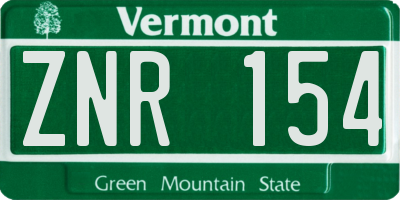 VT license plate ZNR154