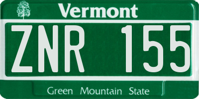 VT license plate ZNR155
