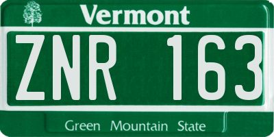 VT license plate ZNR163
