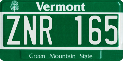 VT license plate ZNR165