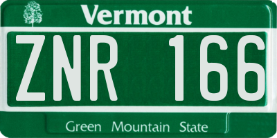 VT license plate ZNR166