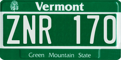 VT license plate ZNR170